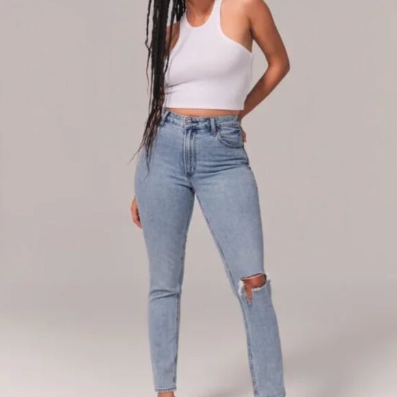 NWT* 30xLong Abercrombie The Skinny Hi-Rise Curve Love Jeans SAME DAY SHIPPING! - Picture 1 of 7